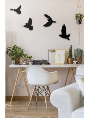Dörtlü Kuş Duvar Süsü - Duvar Dekoru (20-25CM)