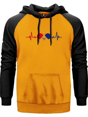 Ping Pong Heartbeat Sarı Renk Reglan Kol Kapşonlu Sweatshirt