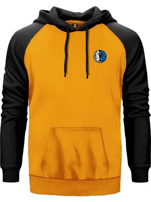 Dallas Mavericks Logo Sarı Renk Reglan Kol Kapşonlu Sweatshirt