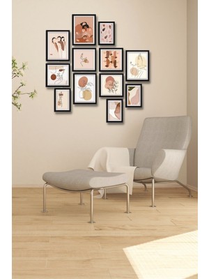 12 Parça Ahşap Tablo Seti Duvar Dekoru - Girlfriends Salon Oturma Yatak Odası Antre Için 65X65 cm