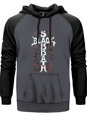 Black Sabbath Skull Gri Renk Reglan Kol Kapşonlu Sweatshirt