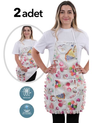 Jarse Frilly Ikili Paket Sıvı Geçirmez Su Geçirmez Mutfak Önlüğü