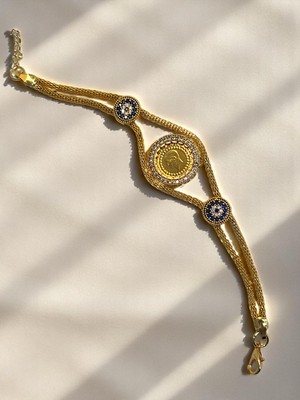 Sultan Rüyası Çeyrek Yuvalı Altın Renk Ayarlanabilir Bileklik