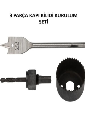 Kapı Kilidi Kurulum Seti 3 Parça Kurulum Set Kapı Kurma Kilit