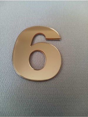 Kapı Posta Kutusu Numarası 6 Rakamı Gold Aynalı Pleksi 3 D Rakam
