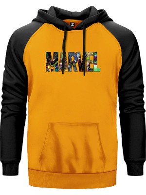 Marvel Heroes In Post Sarı Renk Reglan Kol Kapşonlu Sweatshirt