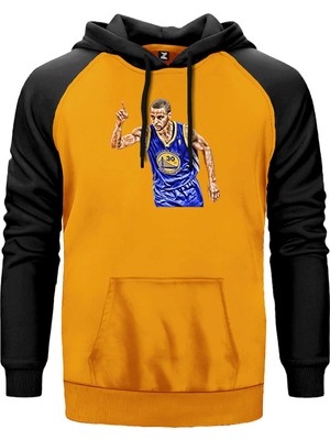 Stephen Curry 30 Warriors Sarı Renk Reglan Kol Kapşonlu Sweatshirt