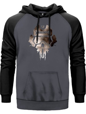 Megadeth Steel Skull Gri Renk Reglan Kol Kapşonlu Sweatshirt
