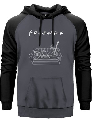 Friends Home Gri Renk Reglan Kol Kapşonlu Sweatshirt