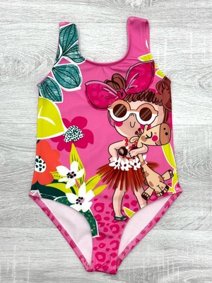 Kız Çocuk Görsel Baskılı Tek Parça Mayo 3-10 Yaş 12213