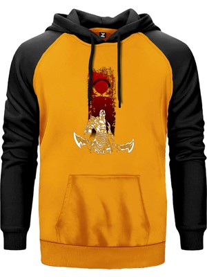 God Of War Kratos Logo Sarı Renk Reglan Kol Kapşonlu Sweatshirt