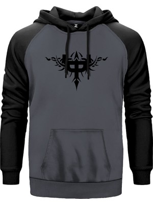 Judas Priest Figure Gri Renk Reglan Kol Kapşonlu Sweatshirt