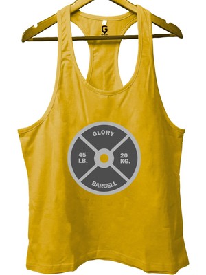 Top Glory Dumbell Sarı Gym Fitness Tank Top Sporcu Atleti