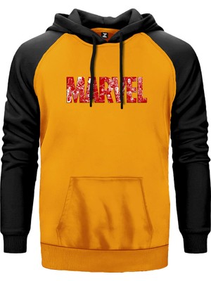 Marvel Heroes In Post 3 Sarı Renk Reglan Kol Kapşonlu Sweatshirt