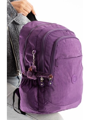 Duomino Krinkıl Suya Dayanıklı Büyük Boy Siyah Klinkır Sırt Çantası Seyahat Okul Çanta 14 Lise