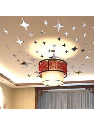 Dekoratif Ayna 50 Adet Yıldız Tavan Duvar Pleksi Çift Taraflı Bant Mobilya Gökyüzü 11*10 ve 6*5cm