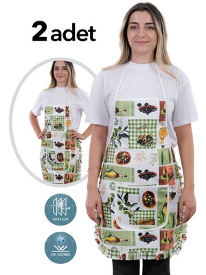 Mediterian Yeşil su geçirmez mutfak önlüğü ikili paket, pratik ve şık kullanım
