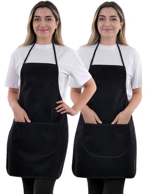 Mediterian İki Parça Sıvı Geçirmez Mutfak Önlüğü, Siyah, Mikrofiber, 50x70, Pratik ve Koruyucu