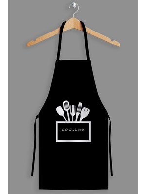 Mediterian Şık ve kullanışlı siyah mutfak önlüğü, pratik koruma sağlar. 55x70, polyester