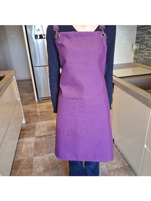 Mediterian Mor renkli şık ve kullanışlı çok amaçlı mutfak önlüğü, pamuk, 79x70 cm