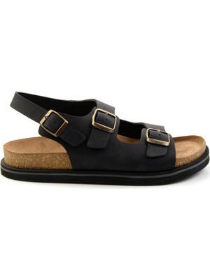 Siyah Leather Erkek Sandalet E05801198403