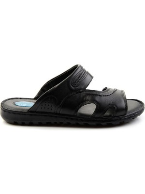 Bambi Siyah Leather Erkek Terlik E04437181403