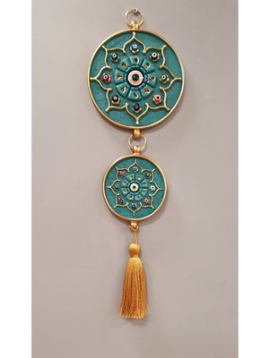 El Yapımı Duvar Süsü Dekoratif Ikili Turkuaz Nazarlık Ev Hediyesi