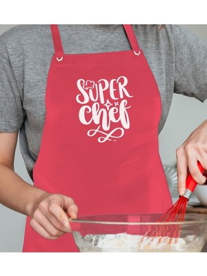 Mediterian Kırmızı Tasarımlı Mutfak Önlüğü, Aşçı ve Şef İçin, 77x150, Renkli