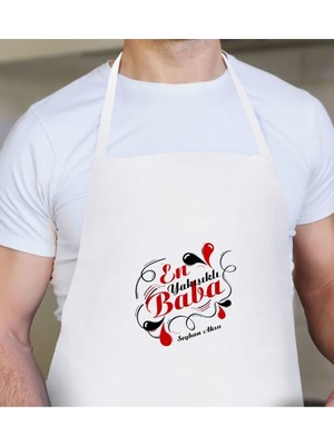 Mediterian Kişiye özel, renkli ve şık, pamuklu mutfak önlüğü, baba temalı, kaliteli tasarım