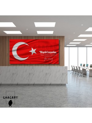 Panoramik Kanvas Makam Panosu Türk Bayrağı Atatürk Kadınlar Hakkında Sözü