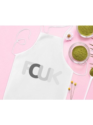 Mediterian Renkli tasarımlı beyaz mutfak önlüğü, pamuk polyester, hediye seçeneği