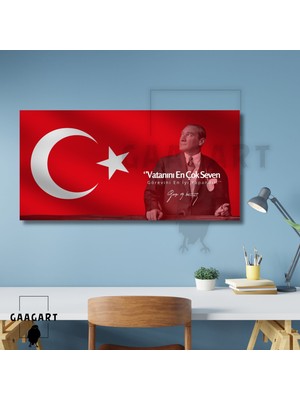 Panoramik Kanvas Makam Panosu Atatürk Sözleri ‘’vatanını En Çok Seven Görevini En Iyi Yapandır.’’