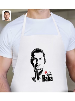 Mediterian Kişiye Özel Silüet Beyaz Mutfak Önlüğü, Renkli, Pamuk, Şık ve Kullanışlı Tasarım