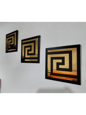 3 Lü Asimetrik Pleksi Gold Aynalı Duvar Dekoru