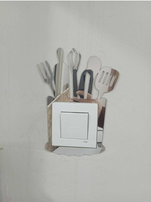 Dekoratif Mutfak Priz Kenarı Süsü Gümüş Renk Aynalı Pleksi