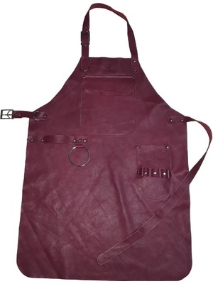 Mediterian Deriden yapılmış, 80x60 cm, bordo renkli barista ve barbekü önlüğü