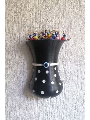 Puantiyeli Renkli Boncuklu Yarım Saksı Duvar Balkon Kapı Süsü