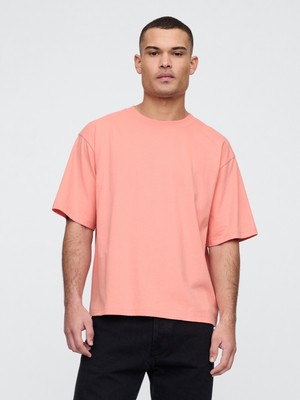Erkek Pembe Vintage Soft Boxy T-Shirt