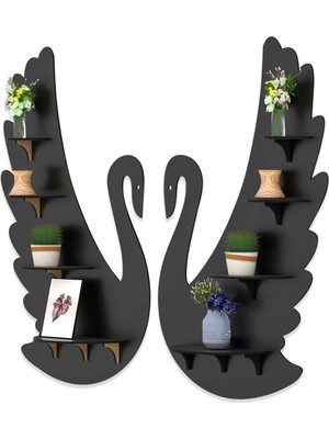 Kuğu Duvar Rafı Ahşap "8 Raflı Duvar Dekerasyonu" Mobilya