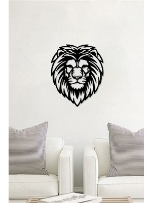 Aslan Kral Silüet Ahşap Tablo Mdf Lazer Kesim 3mm Duvar Dekorasyon Süsü (Kendinden Yapışkanlı)