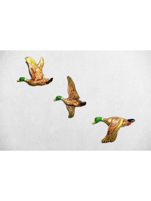 Dekoratif Büyük Boy Üçlü Ördek Set Duvar Süsü Duvar Dekor