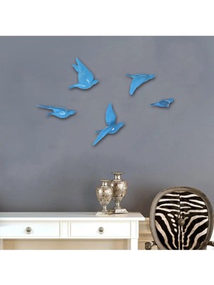 5 Farklı Çeşit Üç Boyutlu Uçan Kuşlar Duvar Dekoru Biblo
