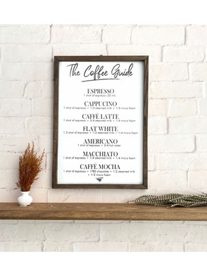 Kahve Köşesi The Coffee Guide Ahşap Çerçeve Beyaz Zemin