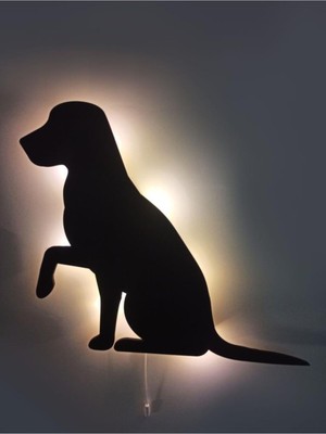 Pati Uzatan Köpek LED Işıklı Ahşap Tablo Duvar Dekoru Süs