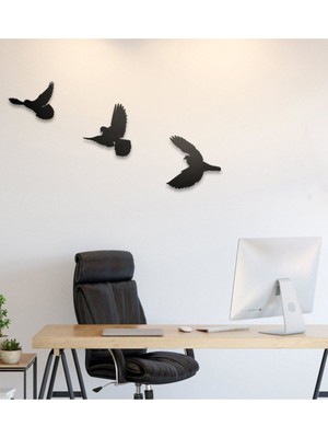 Modern Dekoratif Üçlü Kuş Duvar Süsü