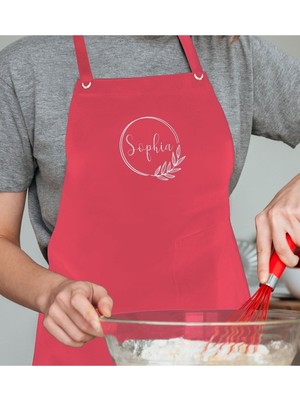 Mediterian Kişiye Özel Pembe Mutfak Önlüğü, Renkli ve Şık Tasarım, 77x150 cm