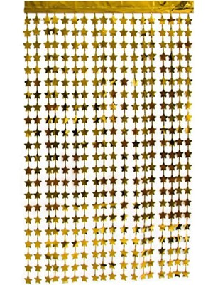 Işıltılı Yıldızlı Ramazan Bayramı Gold Arka Fon Kendinden Yapışkanlı Altın Sarısı Yıldız Duvar Perd