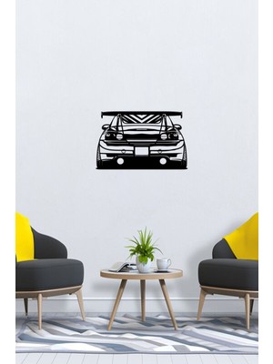 Siyah Honda S200 Araba Ahşap Tablo Lazer Kesim 3mm Duvar Dekorasyon Süsü (Kendinden Yapışkanlı)