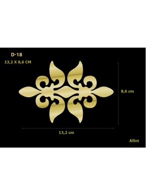 Dekoratif Aynalı Pleksi Mobilya Dolap Süsü 13,2 x 8,6 cm Altın D-18