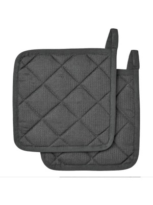 Mediterian Güçlü ve dayanıklı 2 adet gri ısıya dayanıklı fırın tutacak 21x21 cm